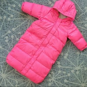 J. Crew Baby hot pink bunting puffer jacket bag 6-12 months